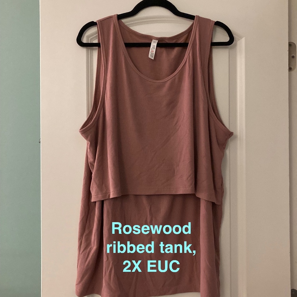 Latched Mama rosewood ribbed nursing tank with front access 2X